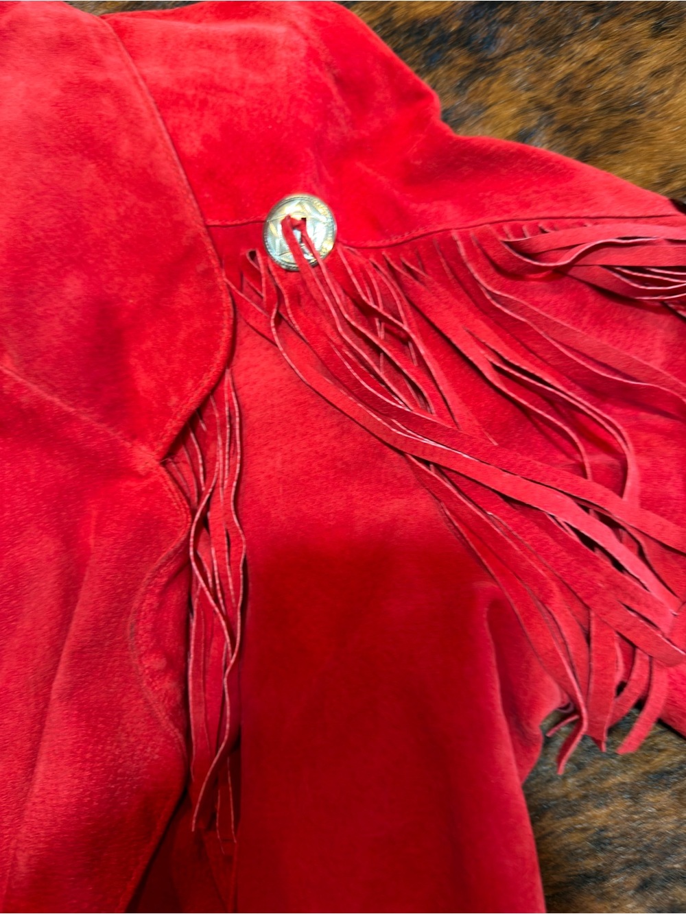 Rare Vintage Excellent Stylists NYC Fringe Red Suede Jacket Western  Boho-Size M - Picture 4 of 14